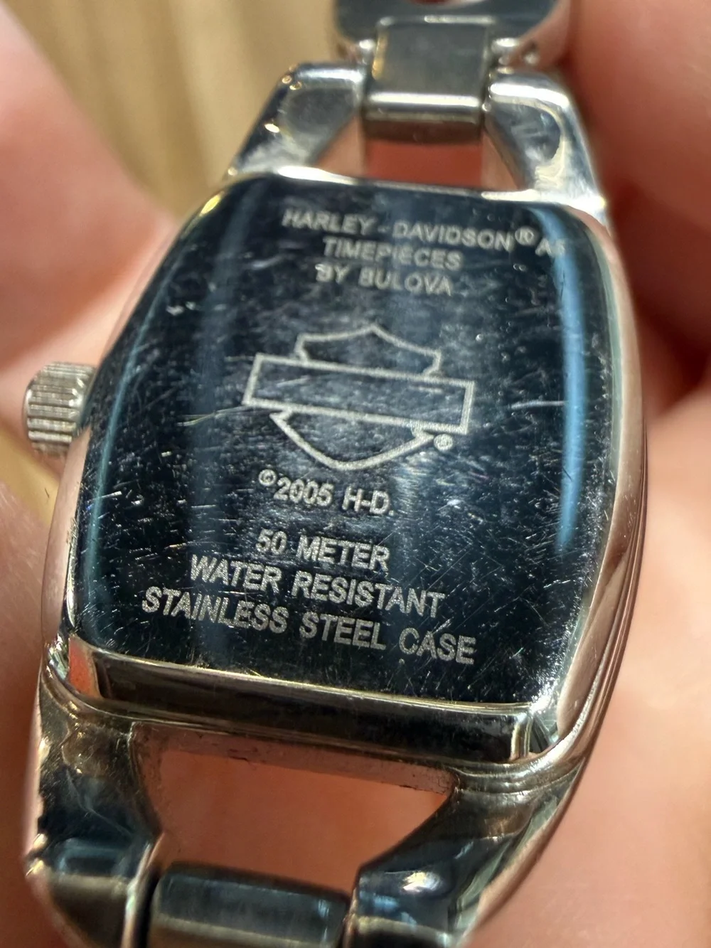 Harley Davidson Orange Bulova Women’s Watch Stainless Needs Battery